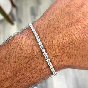 6 Carat VS diamond white gold 4 prong unisex tennis bracelet
